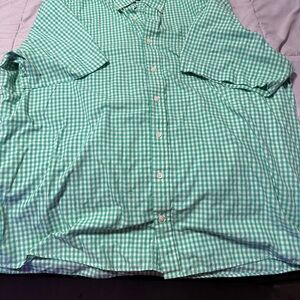 Saddlebred Green Dress Shirt with Gingham Pattern